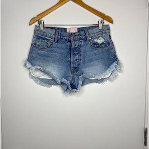 REVICE Light Blue Distressed Denim Shortalls